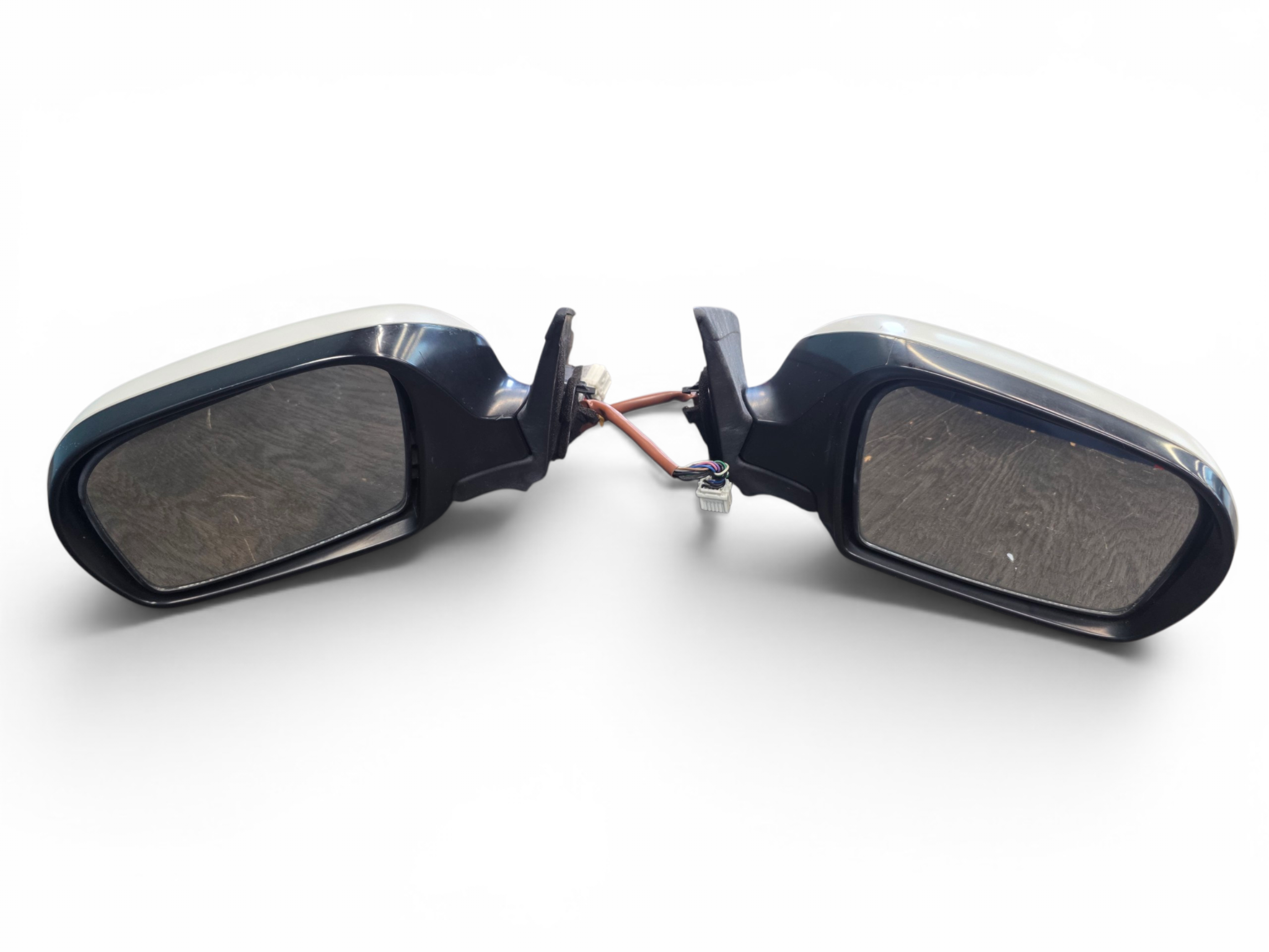 2008-2014 Subaru WRX STI OEM White Power Mirrors w/ Turn Signals L & R GVB JDM
