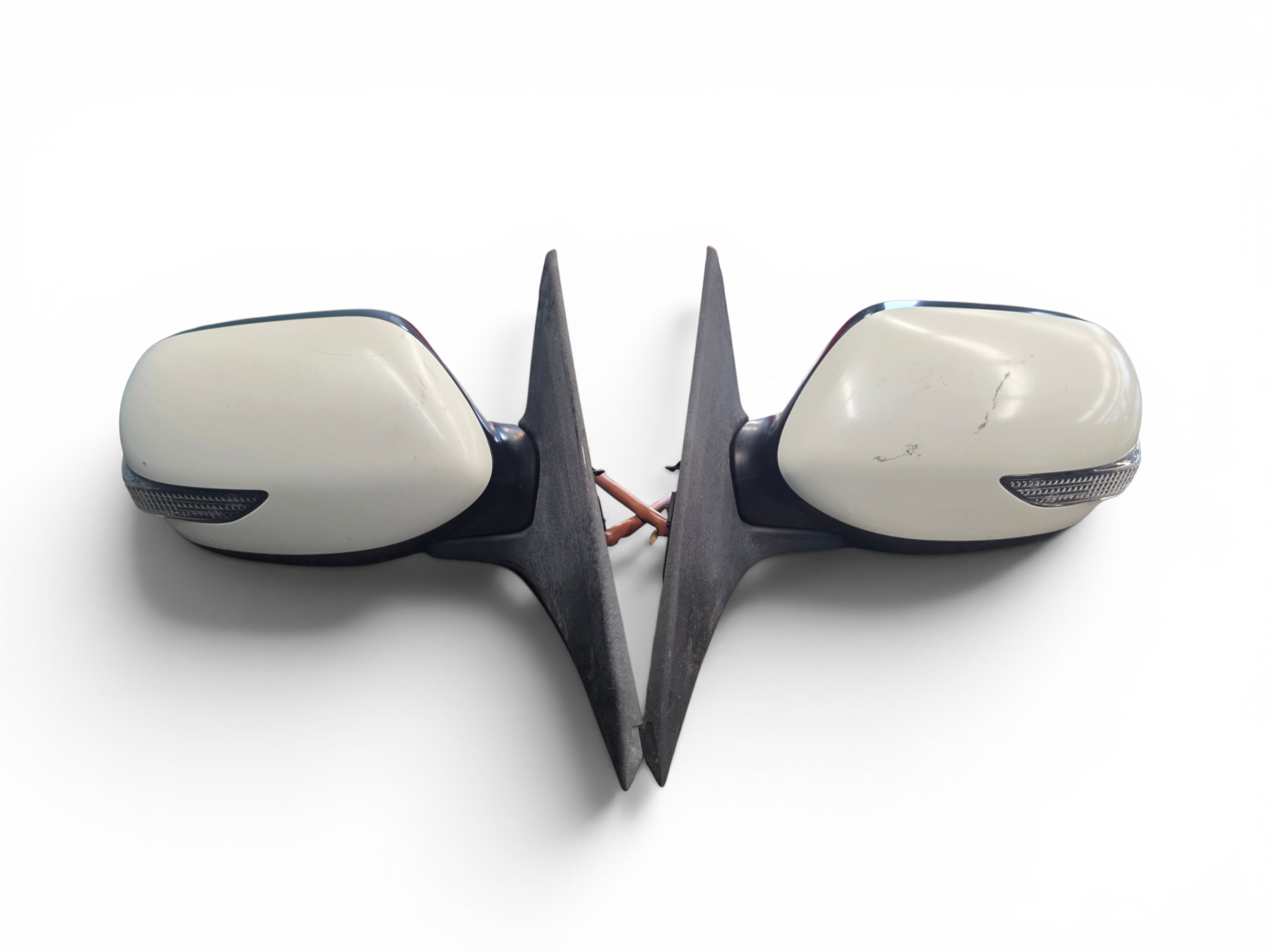 2008-2014 Subaru WRX STI OEM White Power Mirrors w/ Turn Signals L & R GVB JDM