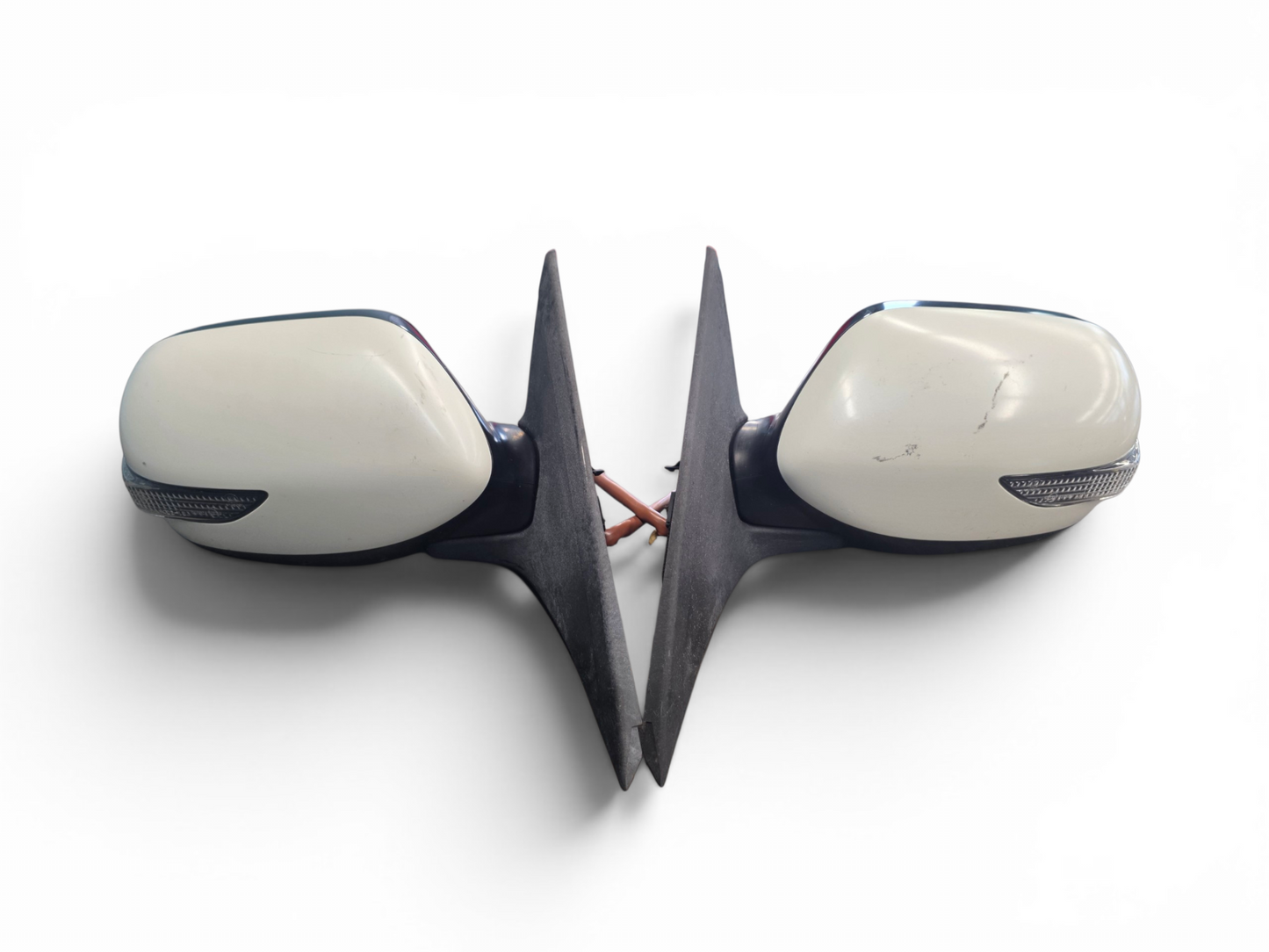 2008-2014 Subaru WRX STI OEM White Power Mirrors w/ Turn Signals L & R GVB JDM