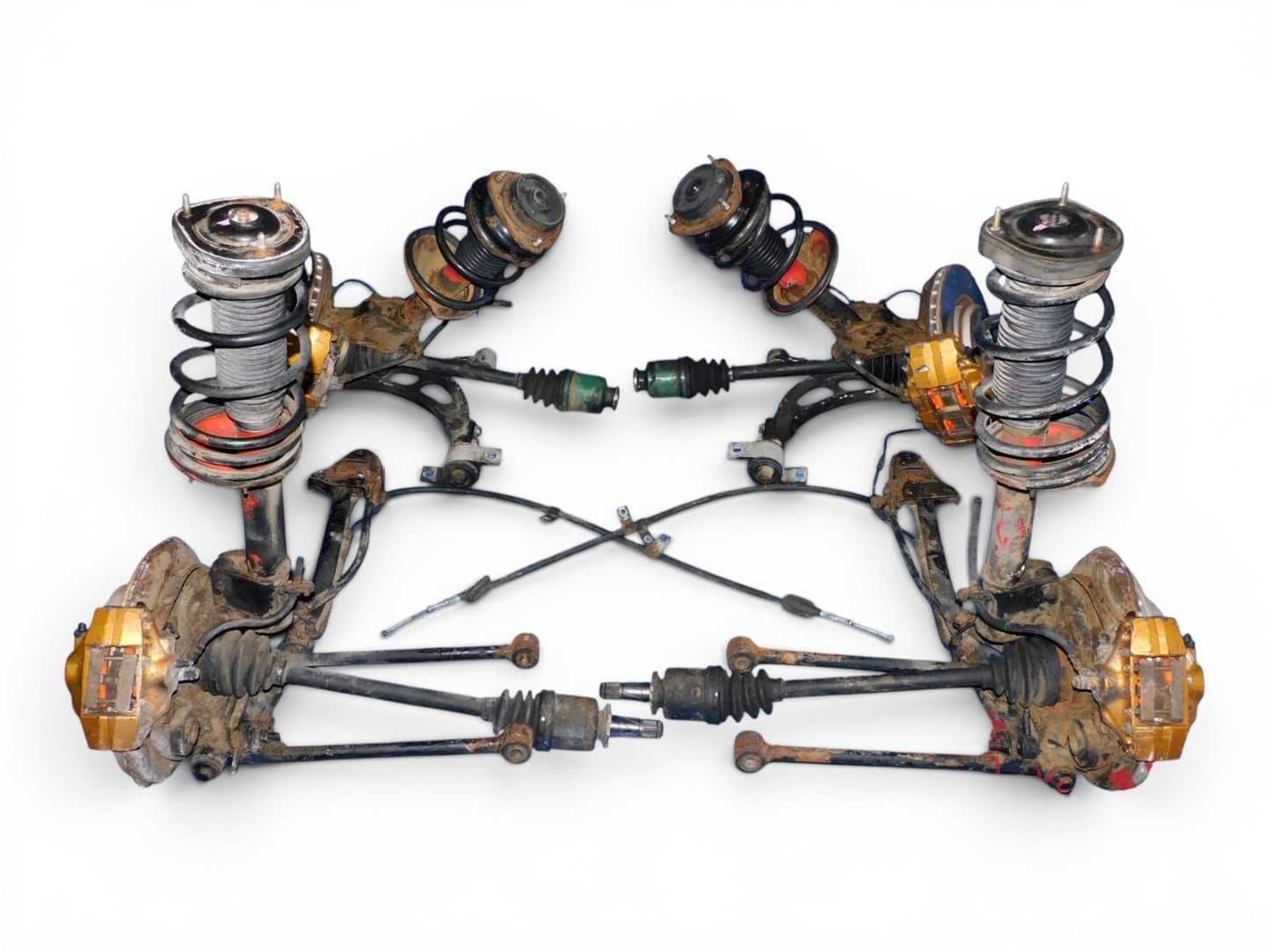 JDM Subaru WRX STI V7 OEM 5-Lug Brembo Front + Rear Brake Kit Set Calipers #2