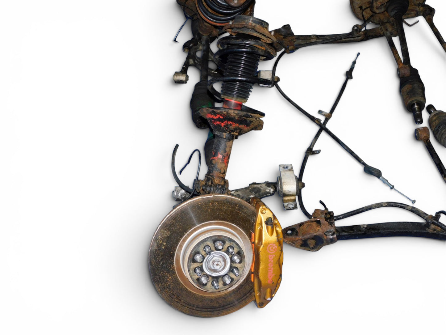 JDM Subaru WRX STI V7 OEM 5-Lug Brembo Front + Rear Brake Kit Set Calipers #2