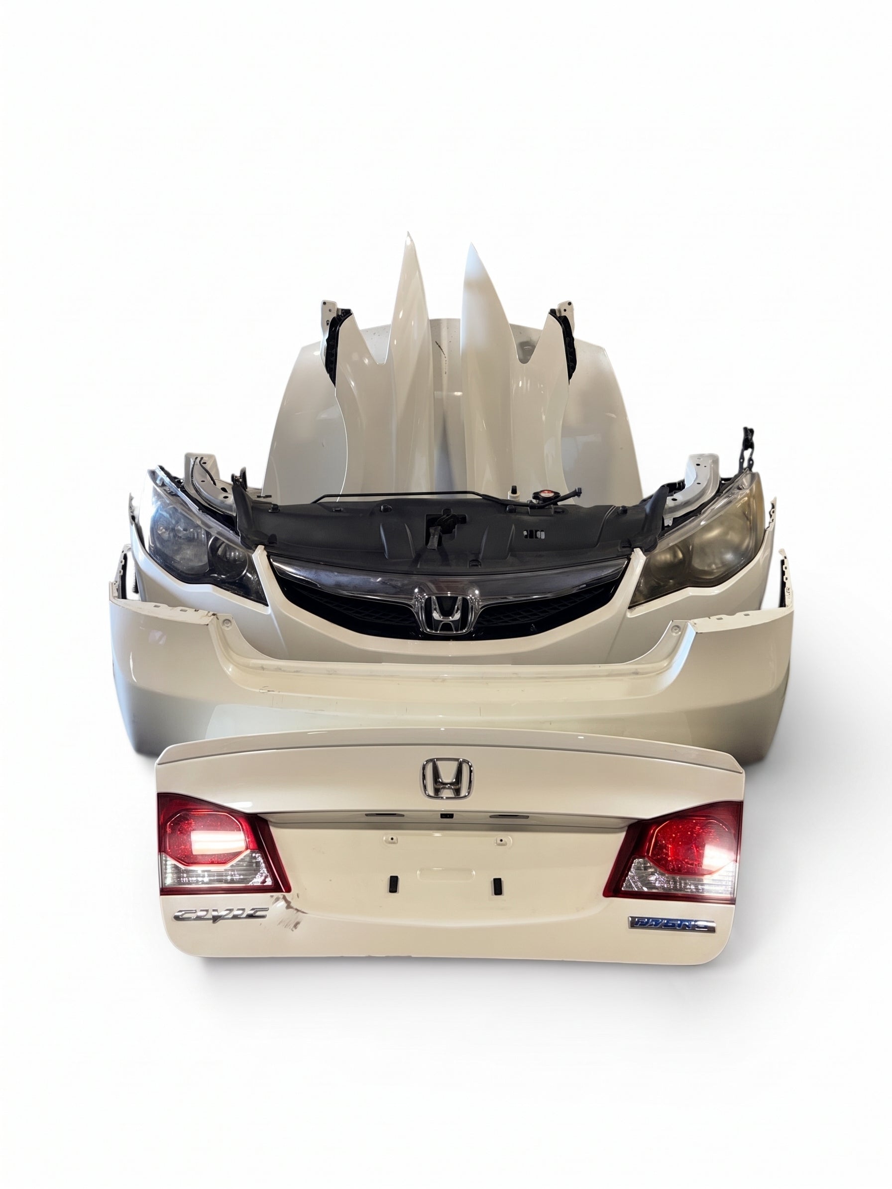 2006-2011 Honda Civic FD3 OEM Front & Rear Conversion White Hood Fenders Headlights Bumpers Taillights JDM LDA-MF5 #9
