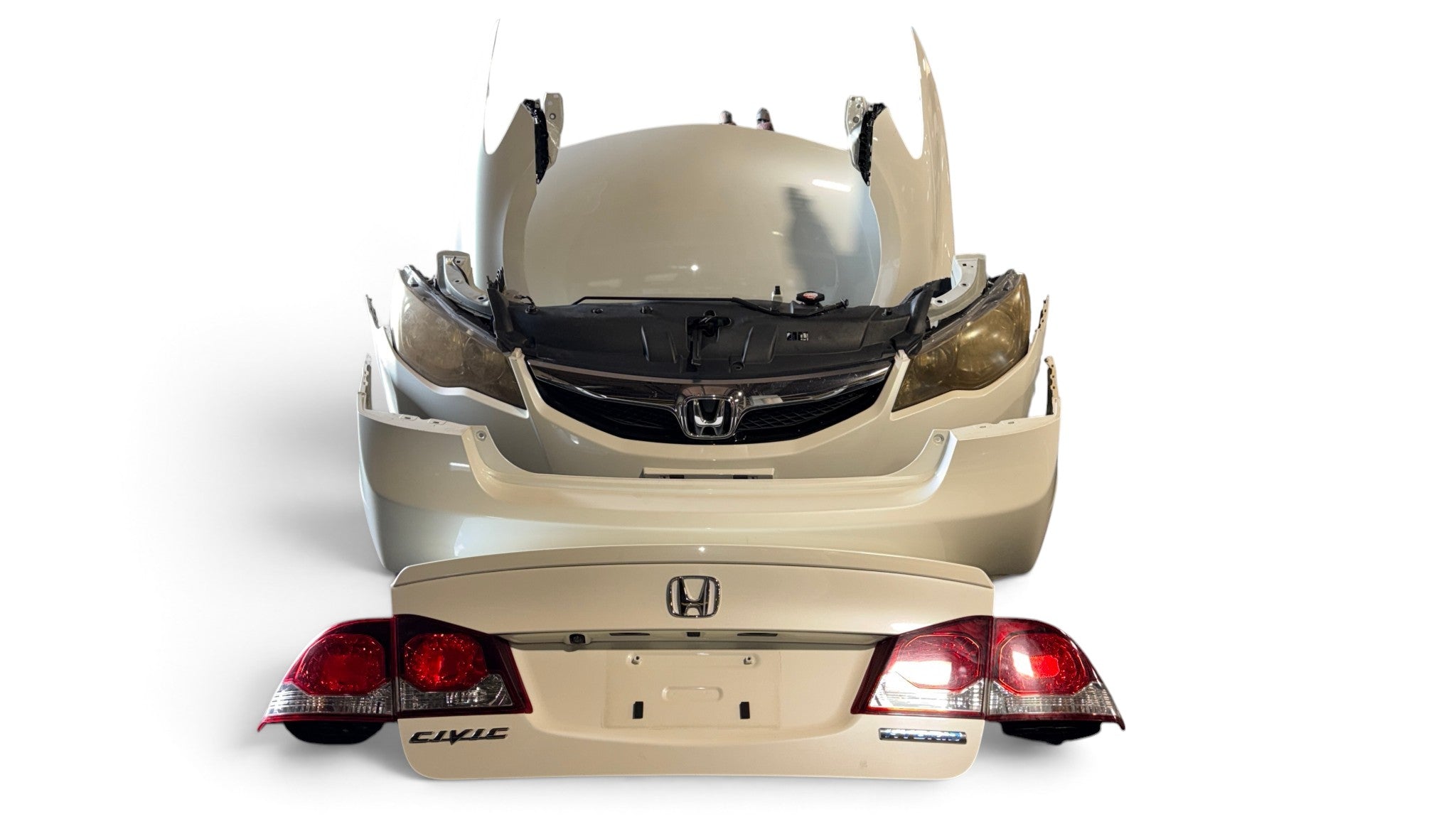 2006-2011 Honda Civic FD3 OEM Front & Rear Conversion White Hood Fenders Headlights Bumpers Taillights JDM LDA-MF5 #3