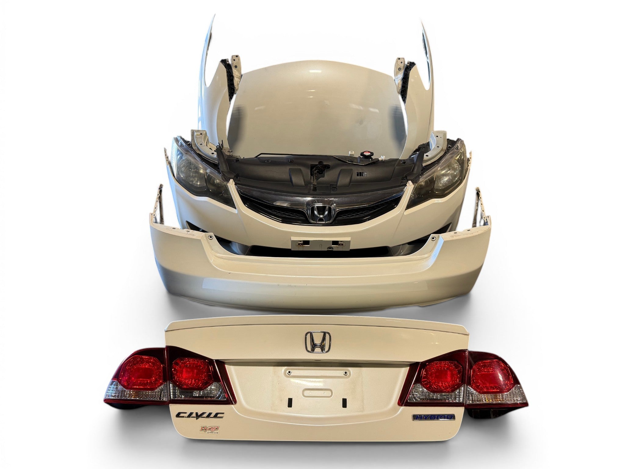 JDM Honda Civic Hybrid FD3 Front & Rear Conversion White Hood Fenders Headlights Bumpers Taillights JDM LDA-MF5 #3