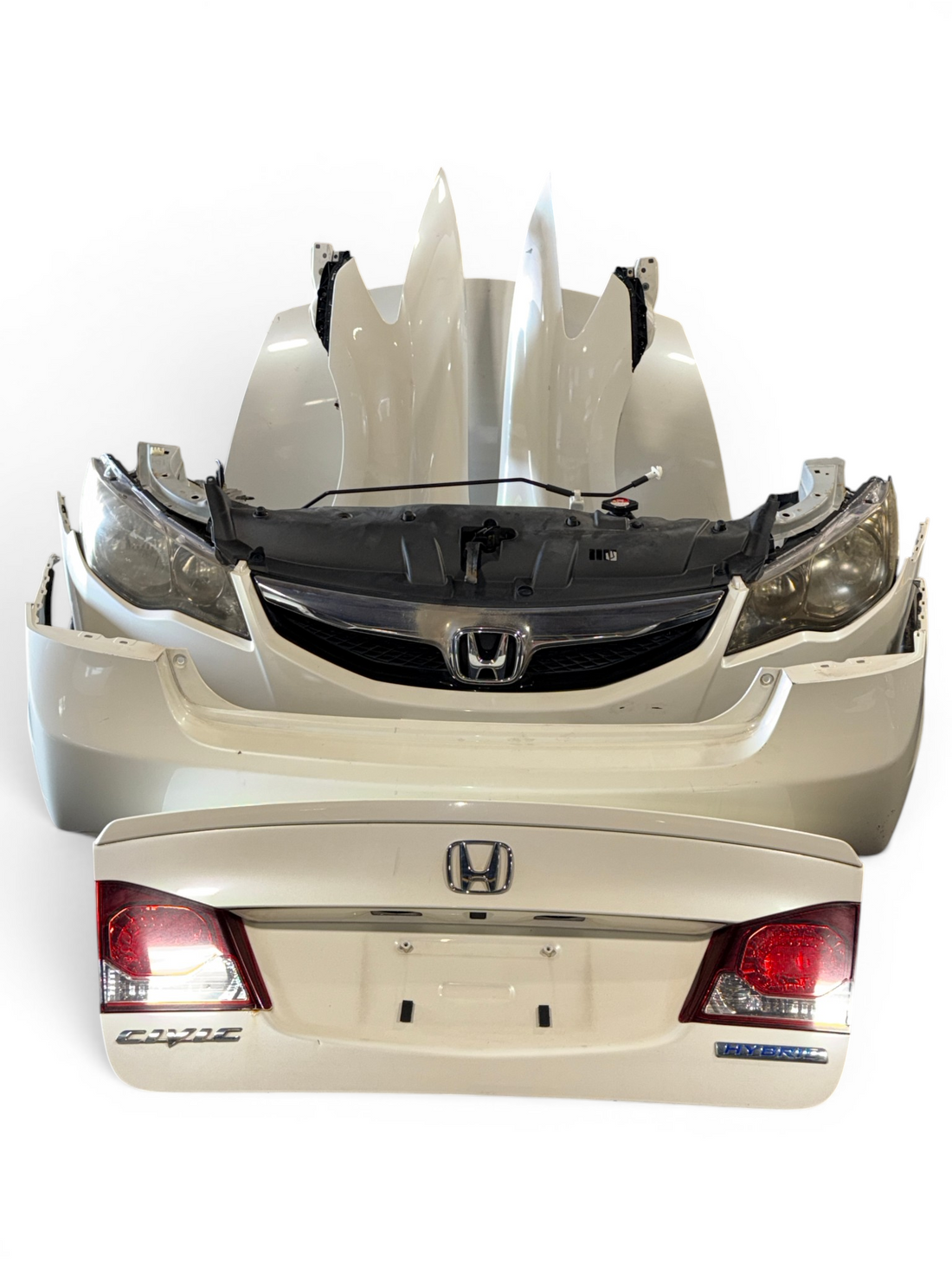 JDM Honda Civic Hybrid FD3 Front & Rear Conversion White Hood Fenders Headlights Bumpers Taillights JDM LDA-MF5 #7