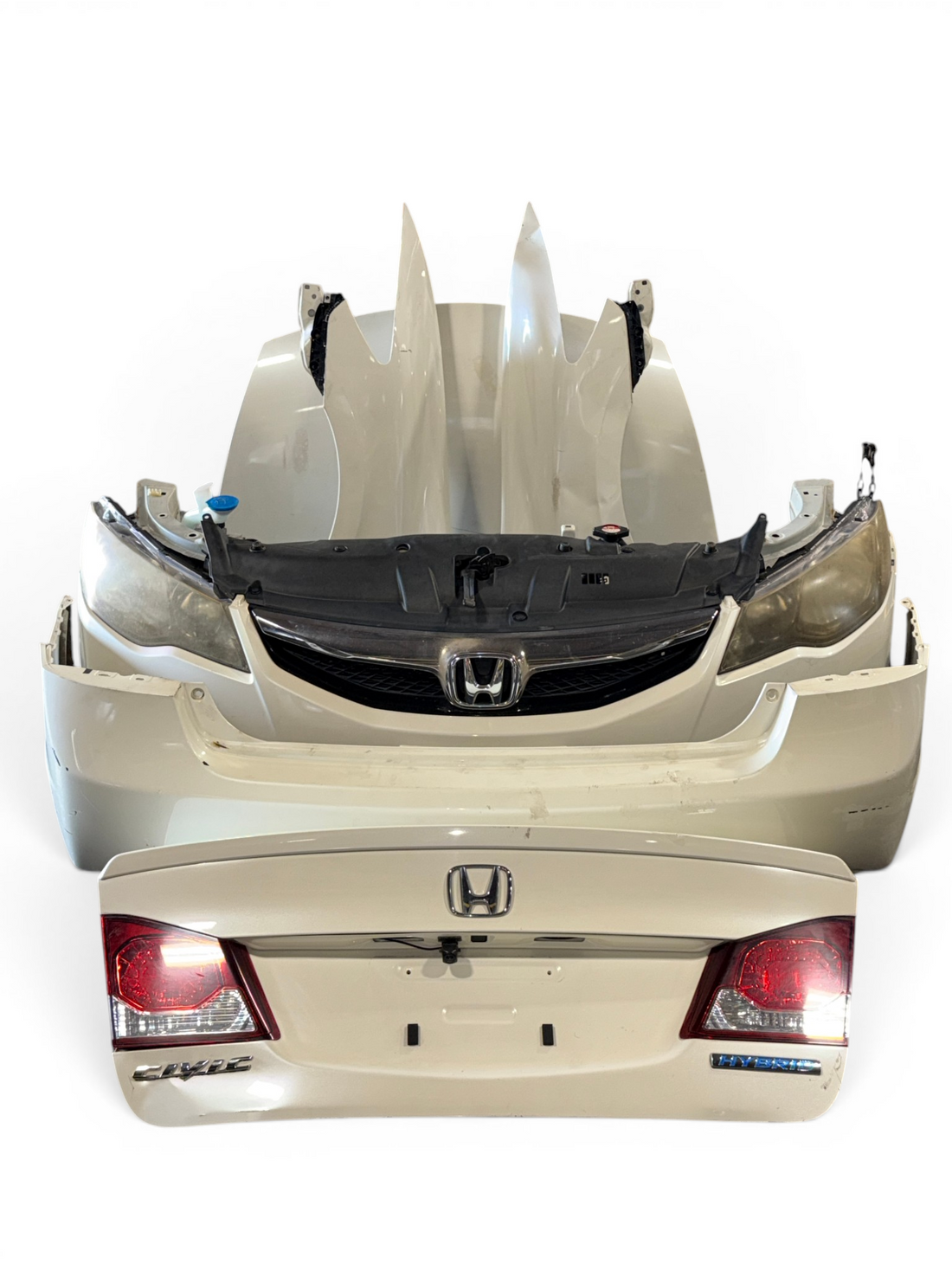 JDM Honda Civic Hybrid FD3 Front & Rear Conversion White Hood Fenders Headlights Bumpers Taillights JDM LDA-MF5 #8