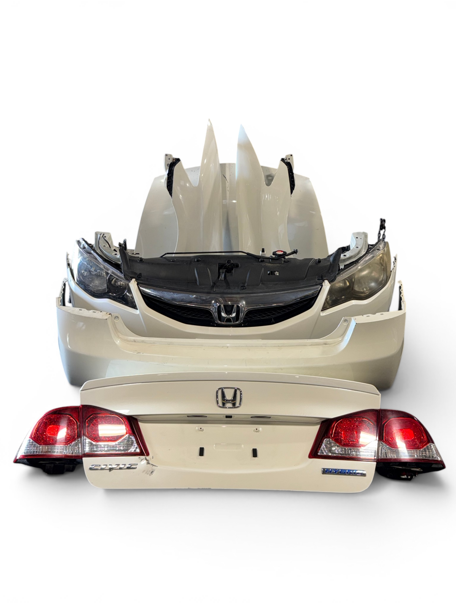 JDM Honda Civic Hybrid FD3 Front & Rear Conversion White Hood Fenders Headlights Bumpers Taillights JDM LDA-MF5 #9