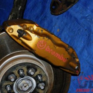 JDM SUBARU IMPREZA WRX STI V7 OEM 5-LUG BREMBO FRONT+REAR BRAKE KIT SET #2 7